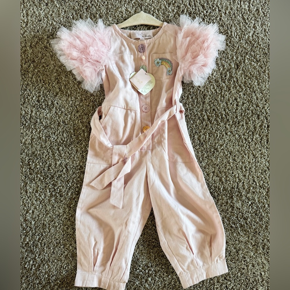 Pink Jumpsuit with Tulle Sleeves